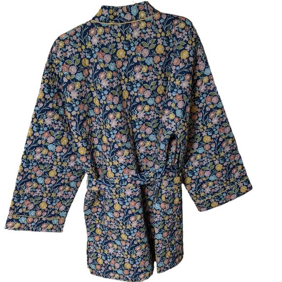 NWT  Mahogany Elsa quilted floral robe jacket belted oversized short cotton S/M - Picture 2 of 9